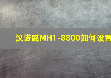 汉诺威MH1-8800如何设置