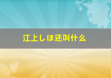 江上しほ还叫什么