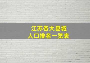 江苏各大县城人口排名一览表