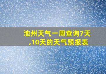 池州天气一周查询7天,10天的天气预报表