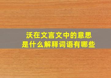 沃在文言文中的意思是什么解释词语有哪些