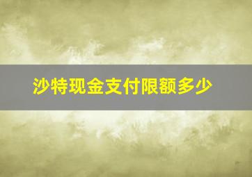 沙特现金支付限额多少