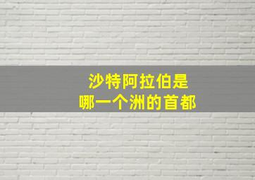 沙特阿拉伯是哪一个洲的首都