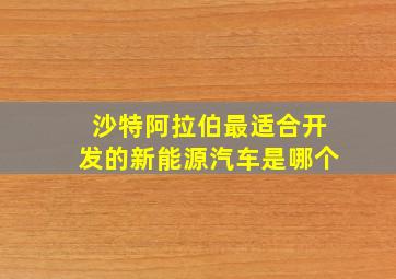 沙特阿拉伯最适合开发的新能源汽车是哪个