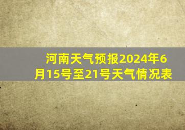 河南天气预报2024年6月15号至21号天气情况表