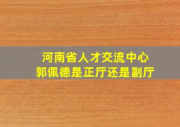 河南省人才交流中心郭佩德是正厅还是副厅