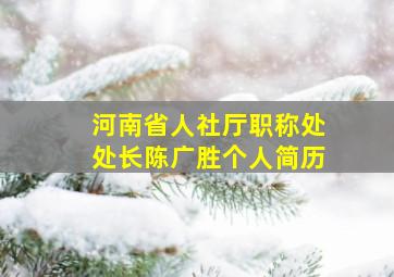 河南省人社厅职称处处长陈广胜个人简历