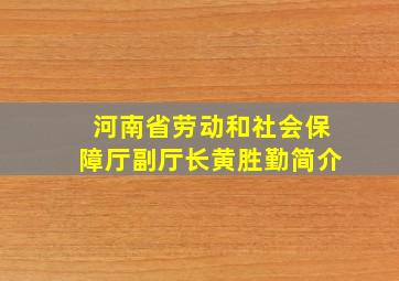 河南省劳动和社会保障厅副厅长黄胜勤简介