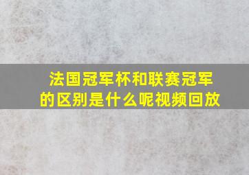 法国冠军杯和联赛冠军的区别是什么呢视频回放