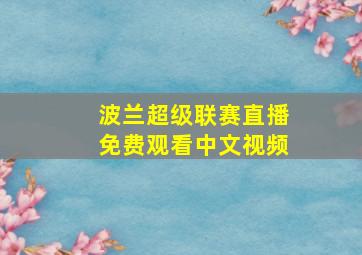 波兰超级联赛直播免费观看中文视频