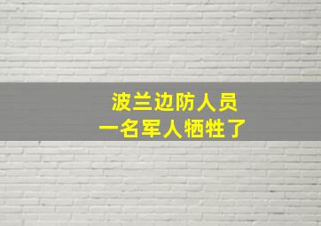 波兰边防人员一名军人牺牲了