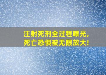 注射死刑全过程曝光,死亡恐惧被无限放大!