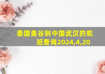 泰国曼谷到中国武汉的航班查询2024,4,20