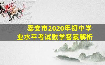 泰安市2020年初中学业水平考试数学答案解析