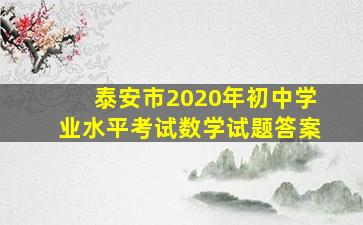 泰安市2020年初中学业水平考试数学试题答案