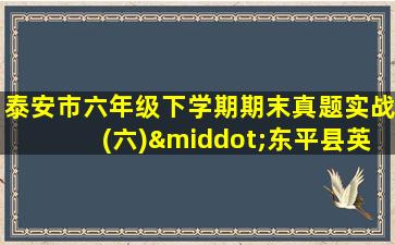 泰安市六年级下学期期末真题实战(六)·东平县英语答案