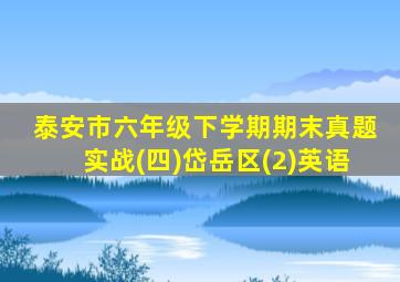 泰安市六年级下学期期末真题实战(四)岱岳区(2)英语