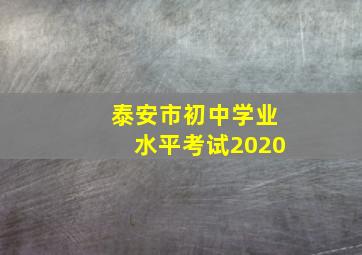 泰安市初中学业水平考试2020