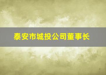 泰安市城投公司董事长