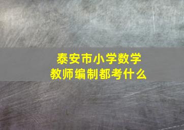 泰安市小学数学教师编制都考什么