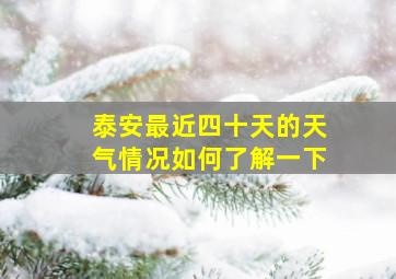 泰安最近四十天的天气情况如何了解一下