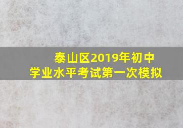 泰山区2019年初中学业水平考试第一次模拟