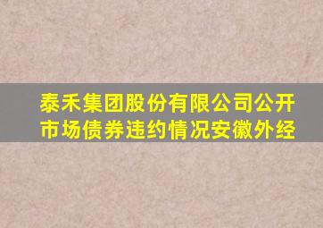 泰禾集团股份有限公司公开市场债券违约情况安徽外经