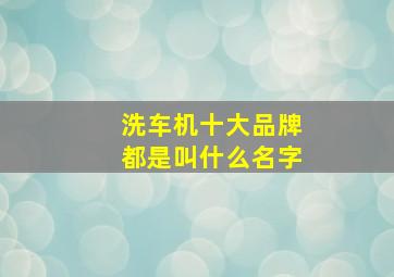 洗车机十大品牌都是叫什么名字