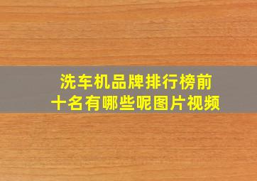 洗车机品牌排行榜前十名有哪些呢图片视频