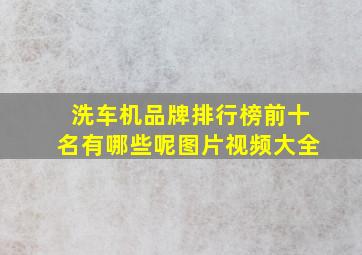 洗车机品牌排行榜前十名有哪些呢图片视频大全