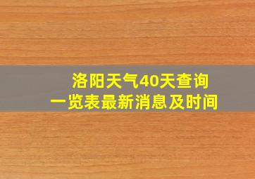 洛阳天气40天查询一览表最新消息及时间