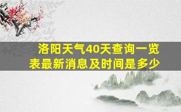 洛阳天气40天查询一览表最新消息及时间是多少