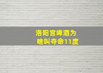 洛阳宫啤酒为啥叫夺命11度