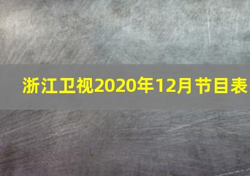 浙江卫视2020年12月节目表