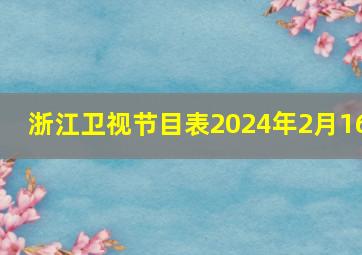 浙江卫视节目表2024年2月16