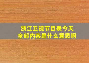 浙江卫视节目表今天全部内容是什么意思啊