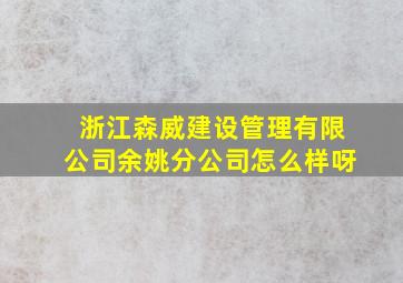 浙江森威建设管理有限公司余姚分公司怎么样呀