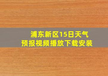 浦东新区15日天气预报视频播放下载安装