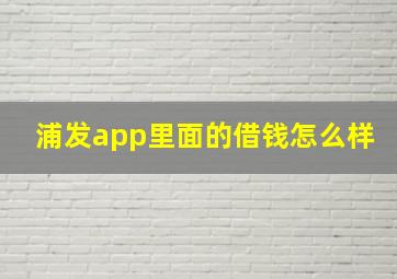 浦发app里面的借钱怎么样