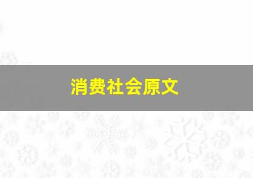 消费社会原文