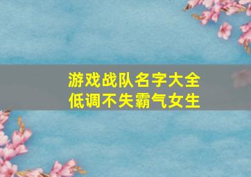 游戏战队名字大全低调不失霸气女生