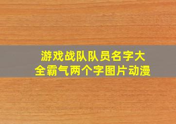 游戏战队队员名字大全霸气两个字图片动漫