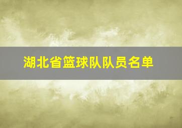 湖北省篮球队队员名单