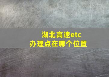 湖北高速etc办理点在哪个位置