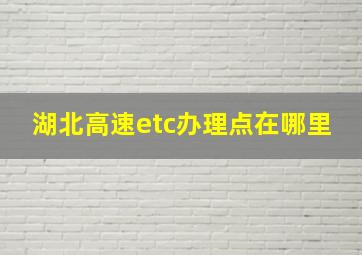 湖北高速etc办理点在哪里