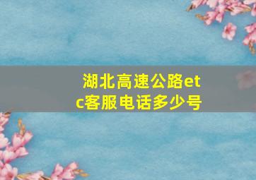 湖北高速公路etc客服电话多少号