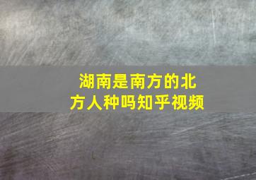 湖南是南方的北方人种吗知乎视频