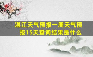 湛江天气预报一周天气预报15天查询结果是什么