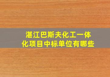 湛江巴斯夫化工一体化项目中标单位有哪些