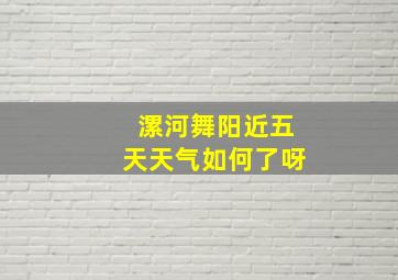 漯河舞阳近五天天气如何了呀